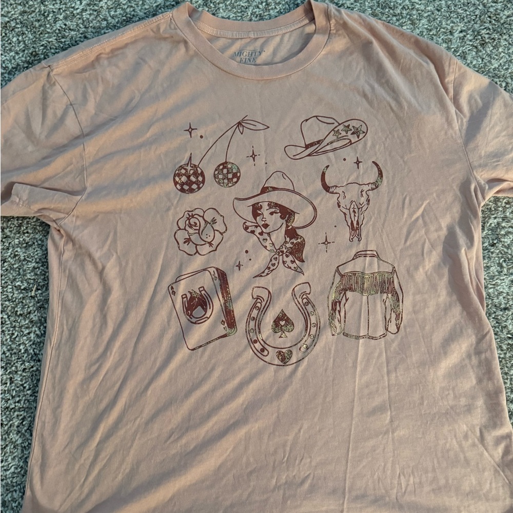 Mighty Fine Peach Western Graphic‎ Tee